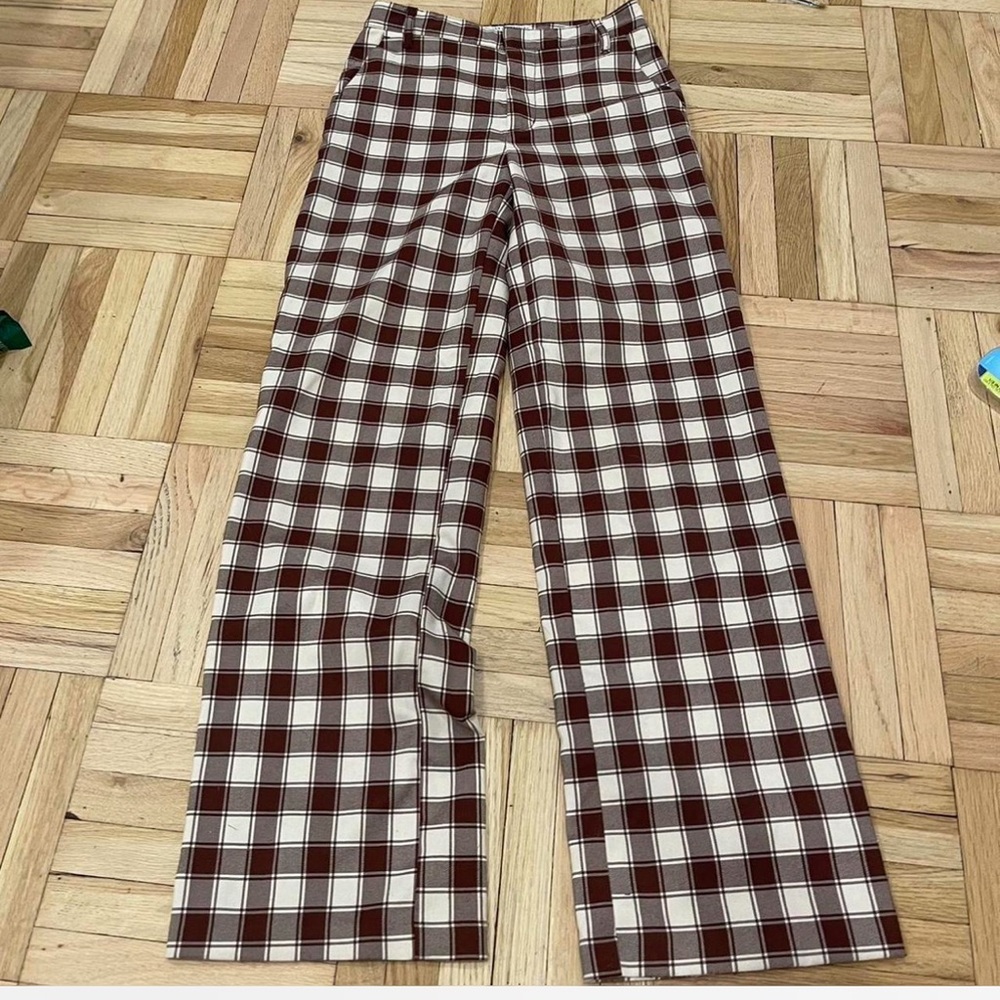 Plaid brown and cream pants - Picture 2 of 3